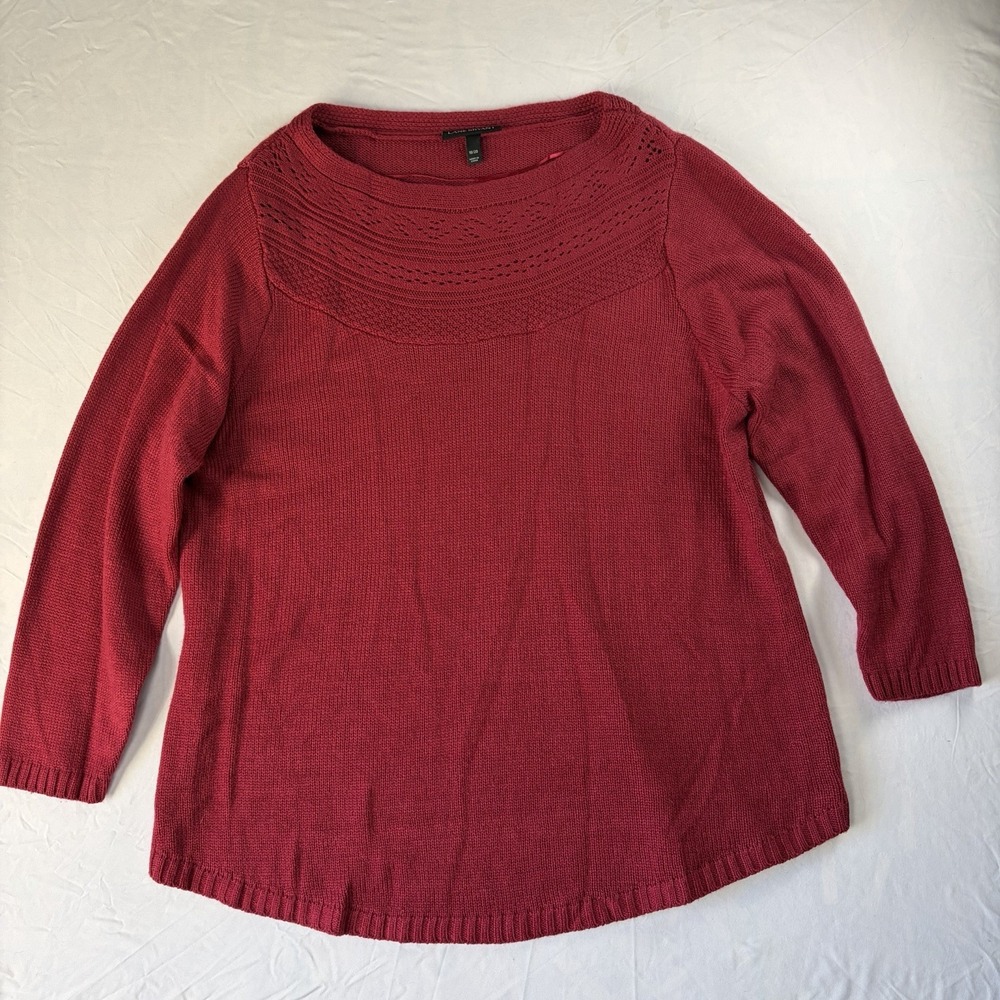 Lane Bryant Crimson Red Knit Sweater Size 18/20 Women's Scoop Neck